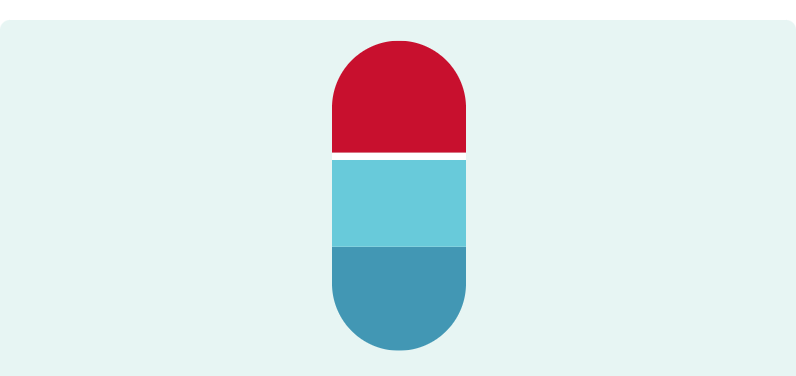 Animated BIKTARVY pill with blue background.