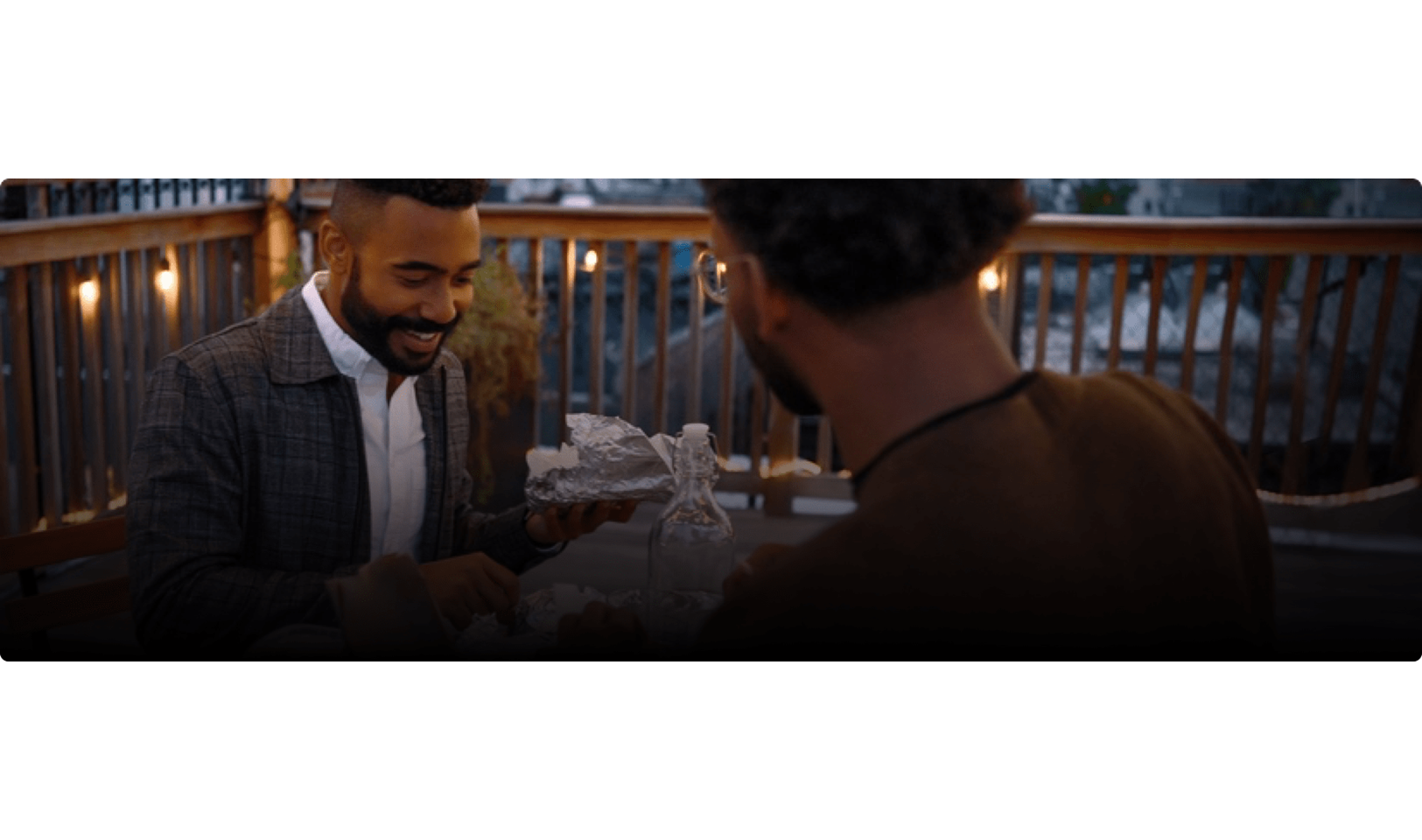 Dimitri is eating dinner with a friend.