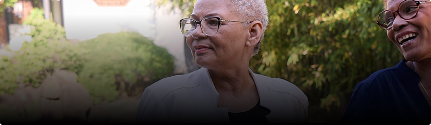 Melanie looking to her side.